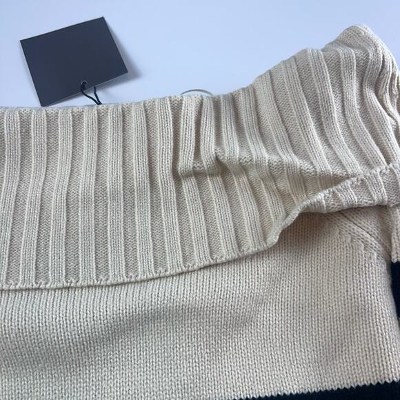 Le Lis Off The Shoulder Sweater Black Striped Womens Small Knit NWT Neutral Fall - Picture 8 of 9
